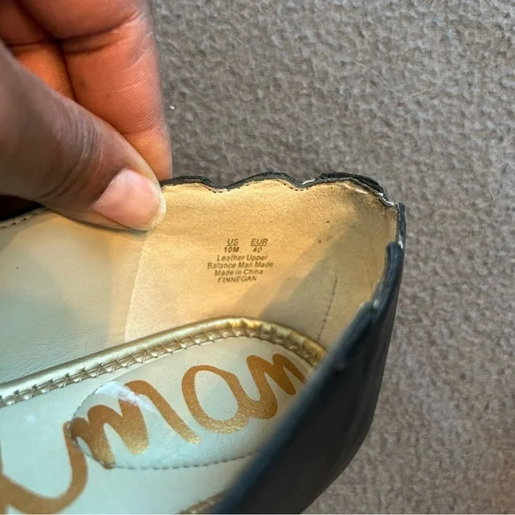 Sam Edelman Finnegan Black Leather Loafers with Scalloped Design Size 10M - Picture 12 of 13